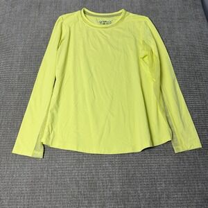 IBKUL Womens Activewear Long Sleeve Top Mesh Panels Bright Yellow Size Large